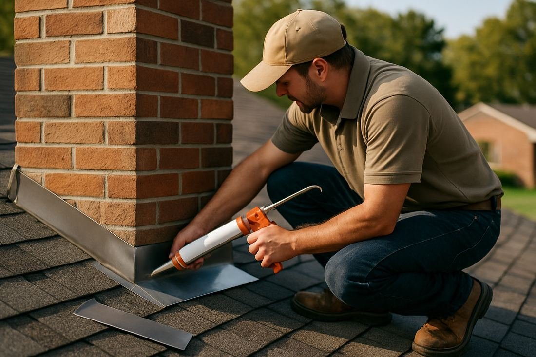 ASH Chimney technician performing chimney repair work on a Cleveland, OH home