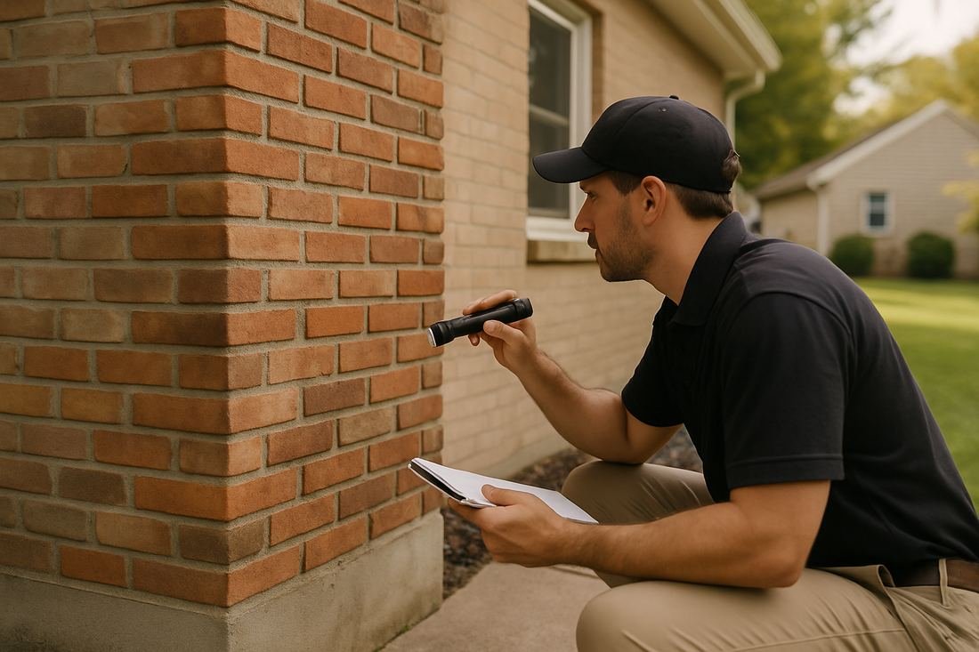 ASH Chimney technician performing masonry & rebuild work on a Cleveland, OH home