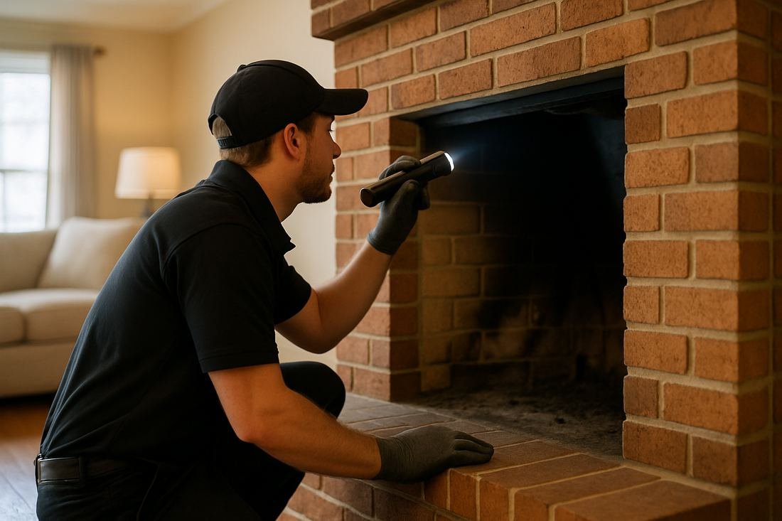 ASH Chimney technician performing chimney inspection work on a Cleveland, OH home