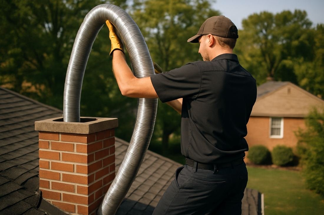 ASH Chimney technician performing chimney relining work on a Cleveland, OH home