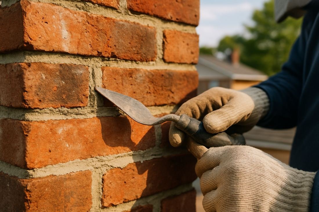ASH Chimney technician performing chimney repair work on a Cleveland, OH home
