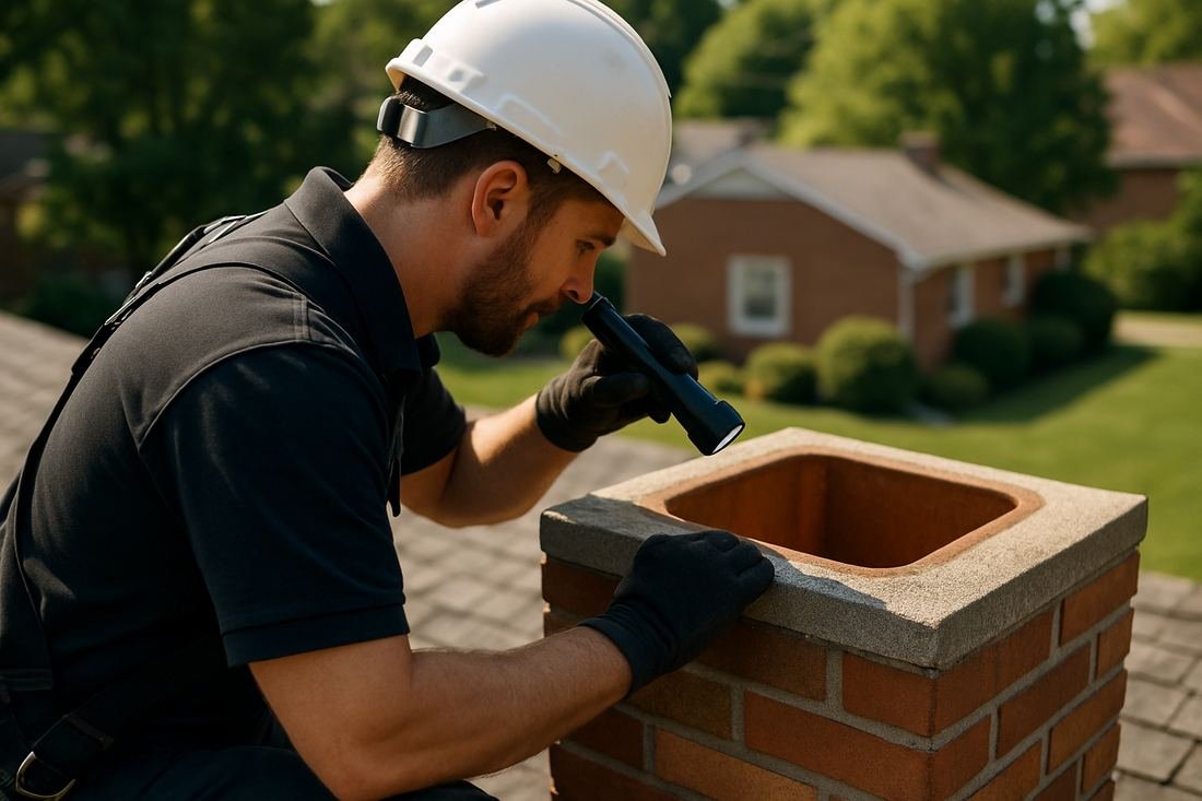 ASH Chimney technician performing chimney relining work on a Cleveland, OH home