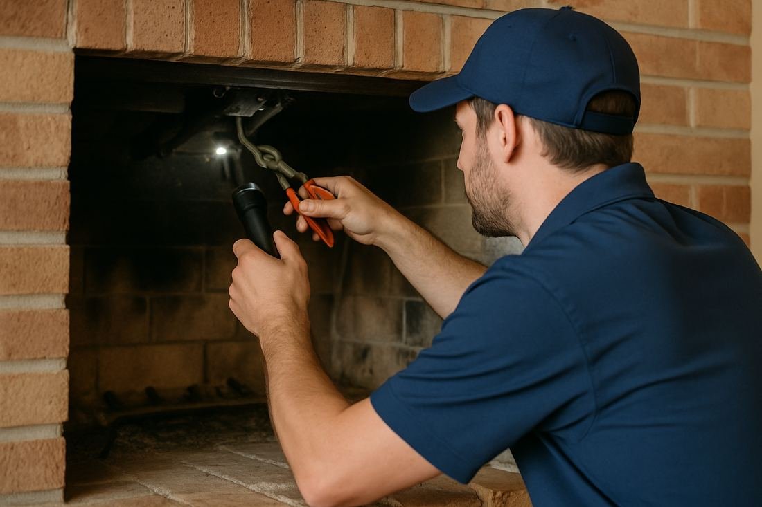 ASH Chimney technician performing chimney repair work on a Cleveland, OH home