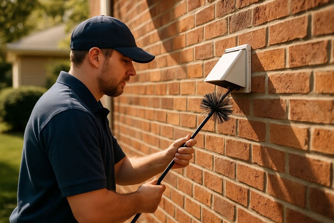 ASH Chimney technician performing cleaning & sweeping work on a Cleveland, OH home