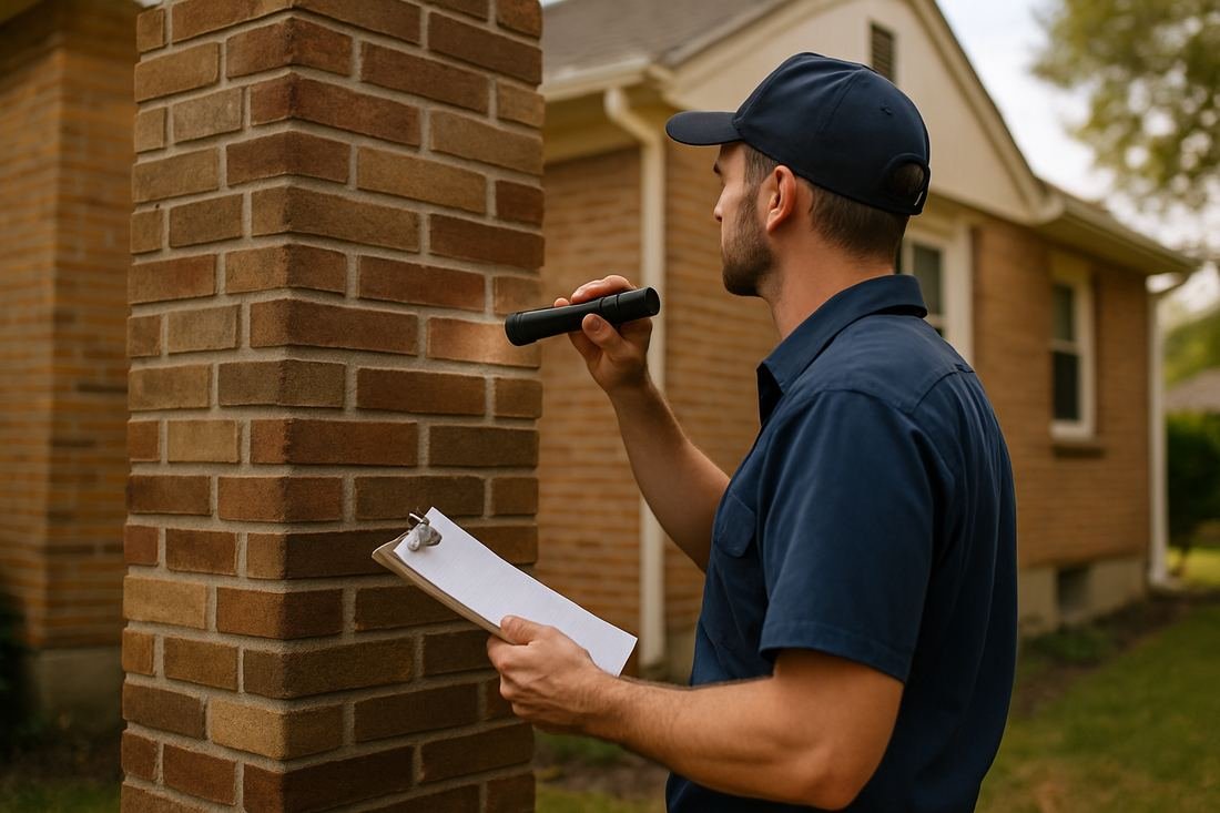 ASH Chimney technician performing chimney inspection work on a Cleveland, OH home