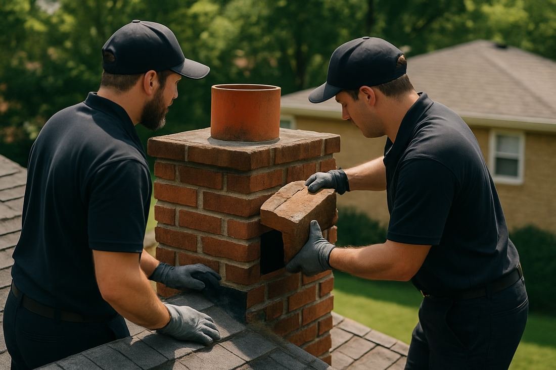 ASH Chimney technician performing chimney inspection work on a Cleveland, OH home