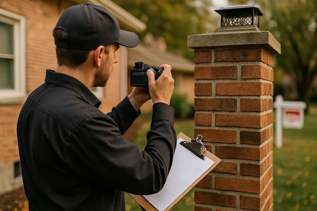 ASH Chimney technician performing chimney inspection work on a Cleveland, OH home