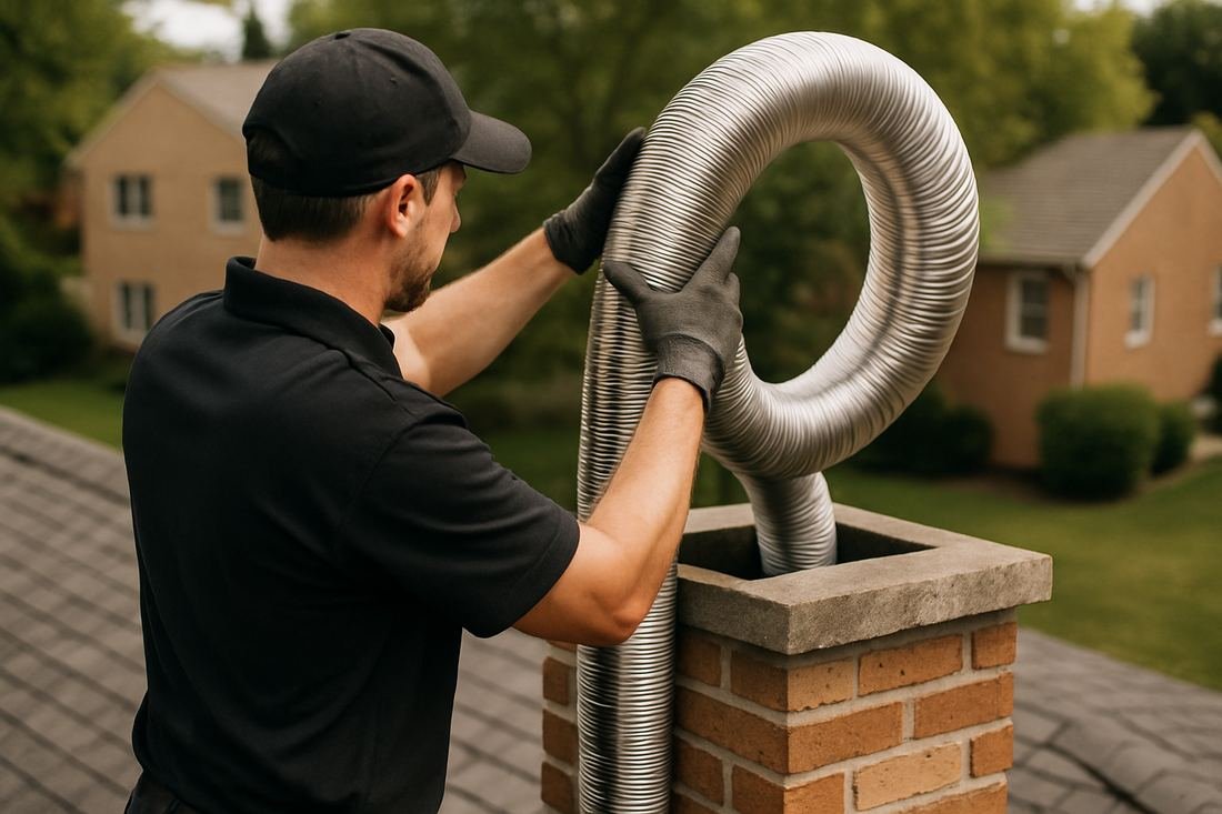 ASH Chimney technician performing chimney relining work on a Cleveland, OH home